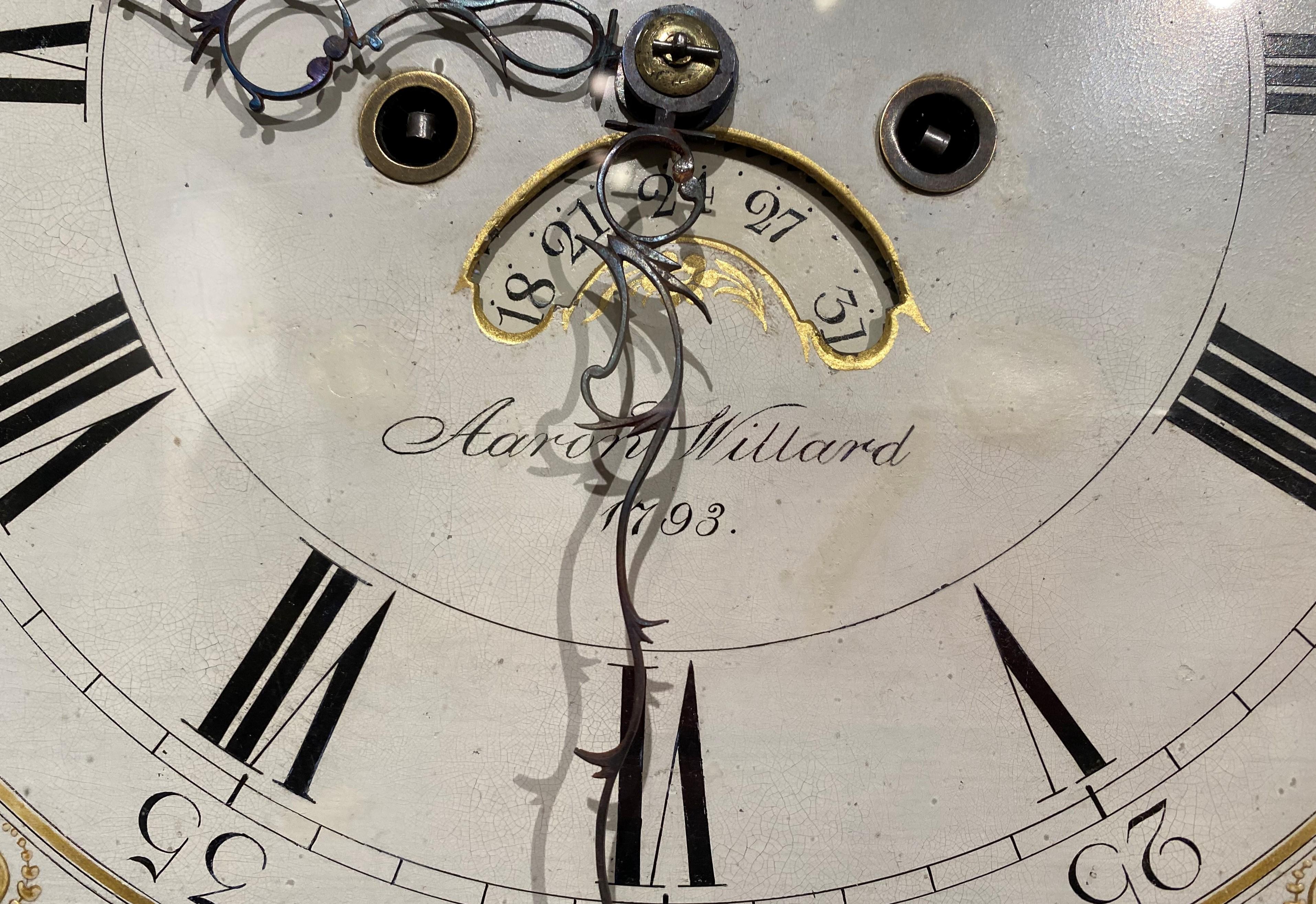 Aaron Willard Mahogany Tall Case Clock with Moon Phase Dial 1793 2