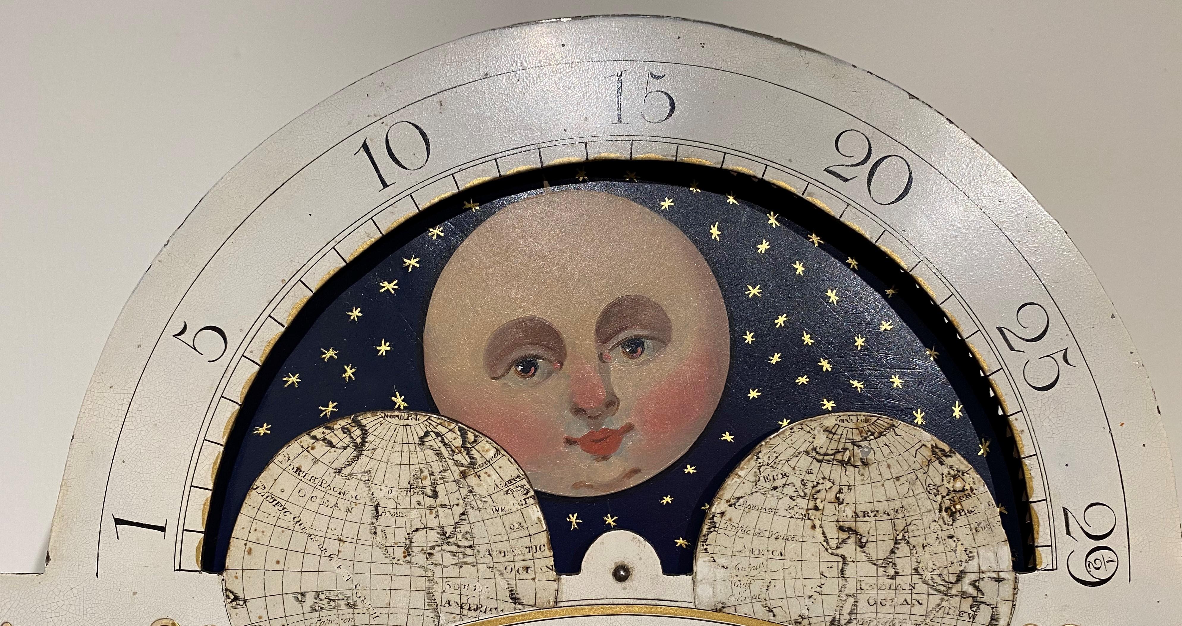 Aaron Willard Mahogany Tall Case Clock with Moon Phase Dial 1793 7