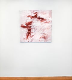 Germantown- Abstract, Canvas, Oil Paint, Pink, White, Red, Blue