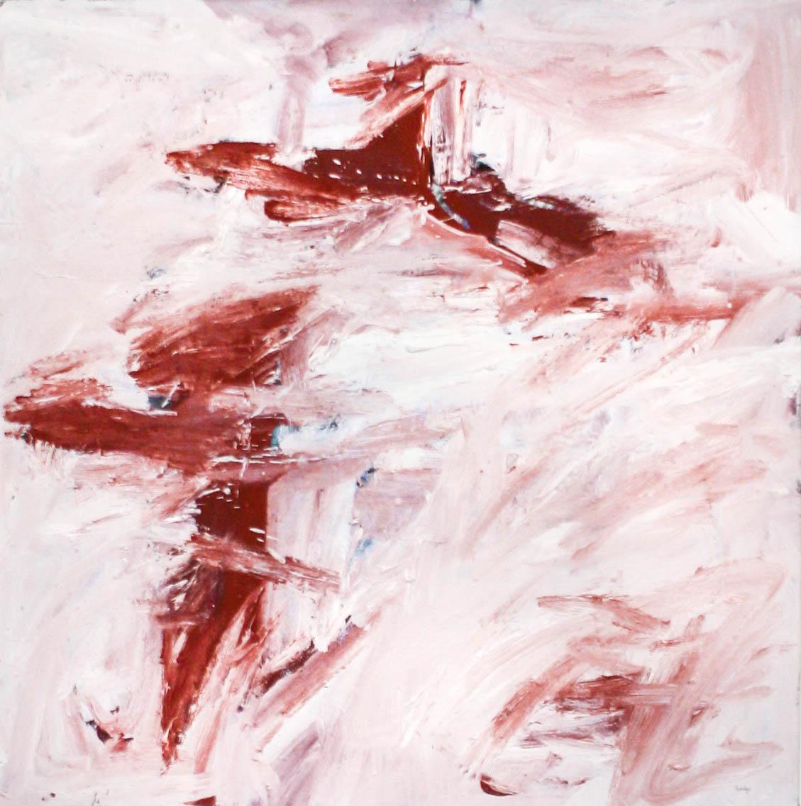 Aaron Worley Abstract Painting - Germantown- Abstract, Canvas, Oil Paint, Pink, White, Red, Blue