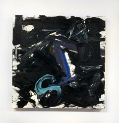 Lucy's Dream- Canvas, Oil Paint, Abstract, Black, Blue, Teal, Gestural