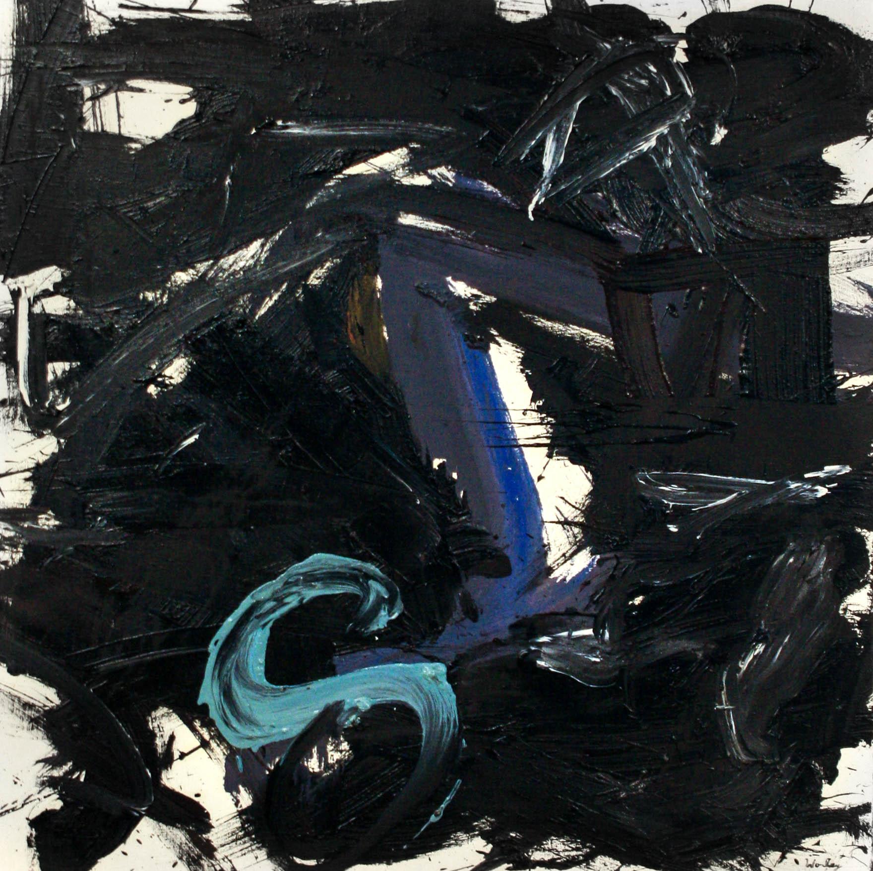 Aaron Worley Abstract Painting - Lucy's Dream- Canvas, Oil Paint, Abstract, Black, Blue, Teal, Gestural