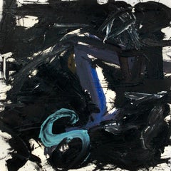 Lucy's Dream- Canvas, Oil Paint, Abstract, Black, Blue, Teal, Gestural