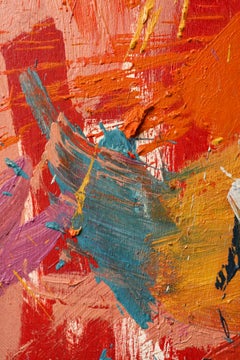 Nocturne- Painting, Abstract, Canvas, Oil Paint, Red, Yellow, Orange, Violet