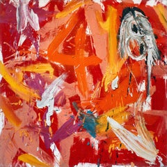 Nocturne- Painting, Abstract, Canvas, Oil Paint, Red, Yellow, Orange, Violet