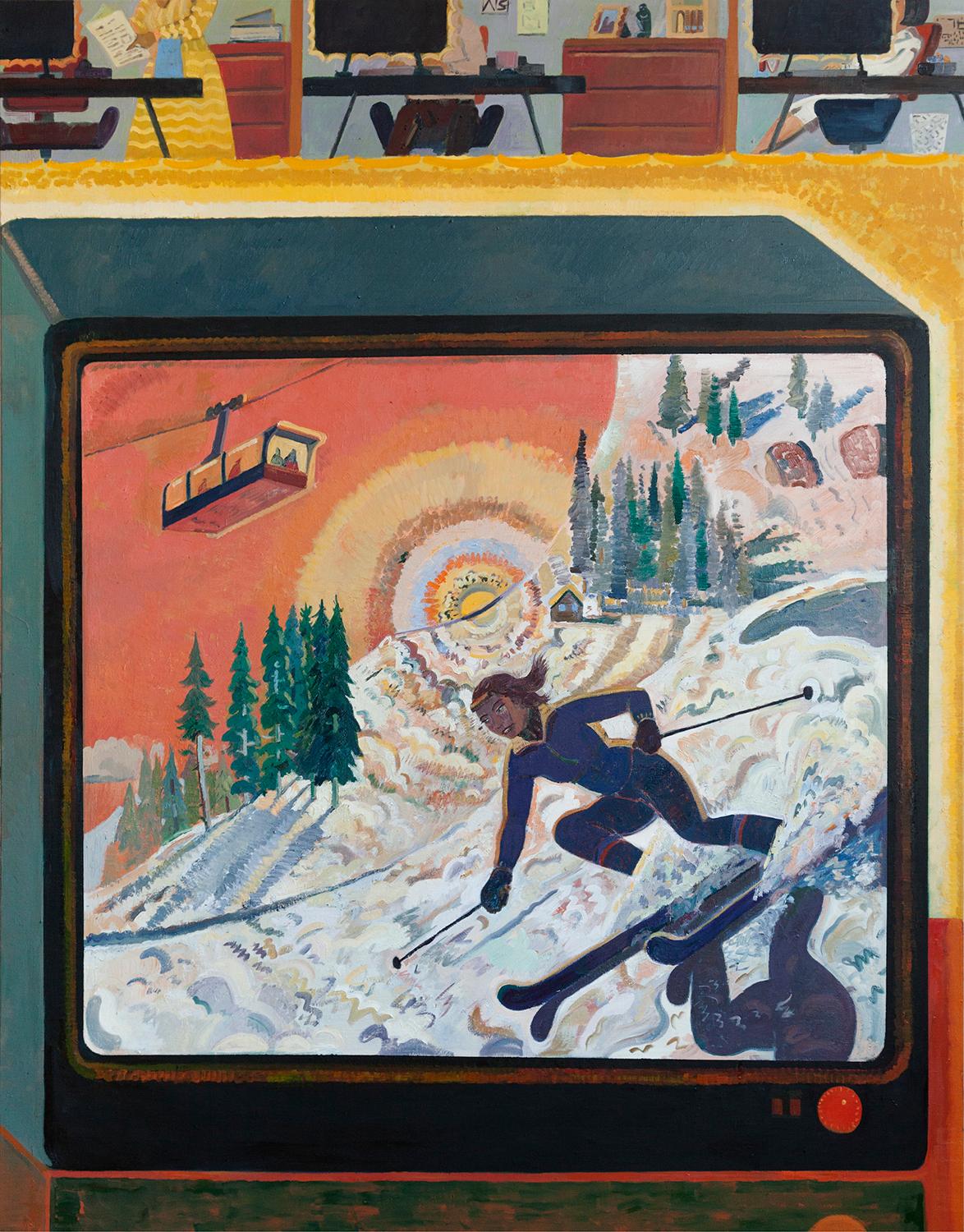 Aaron Zulpo Abstract Painting - Ski Jackson Hole