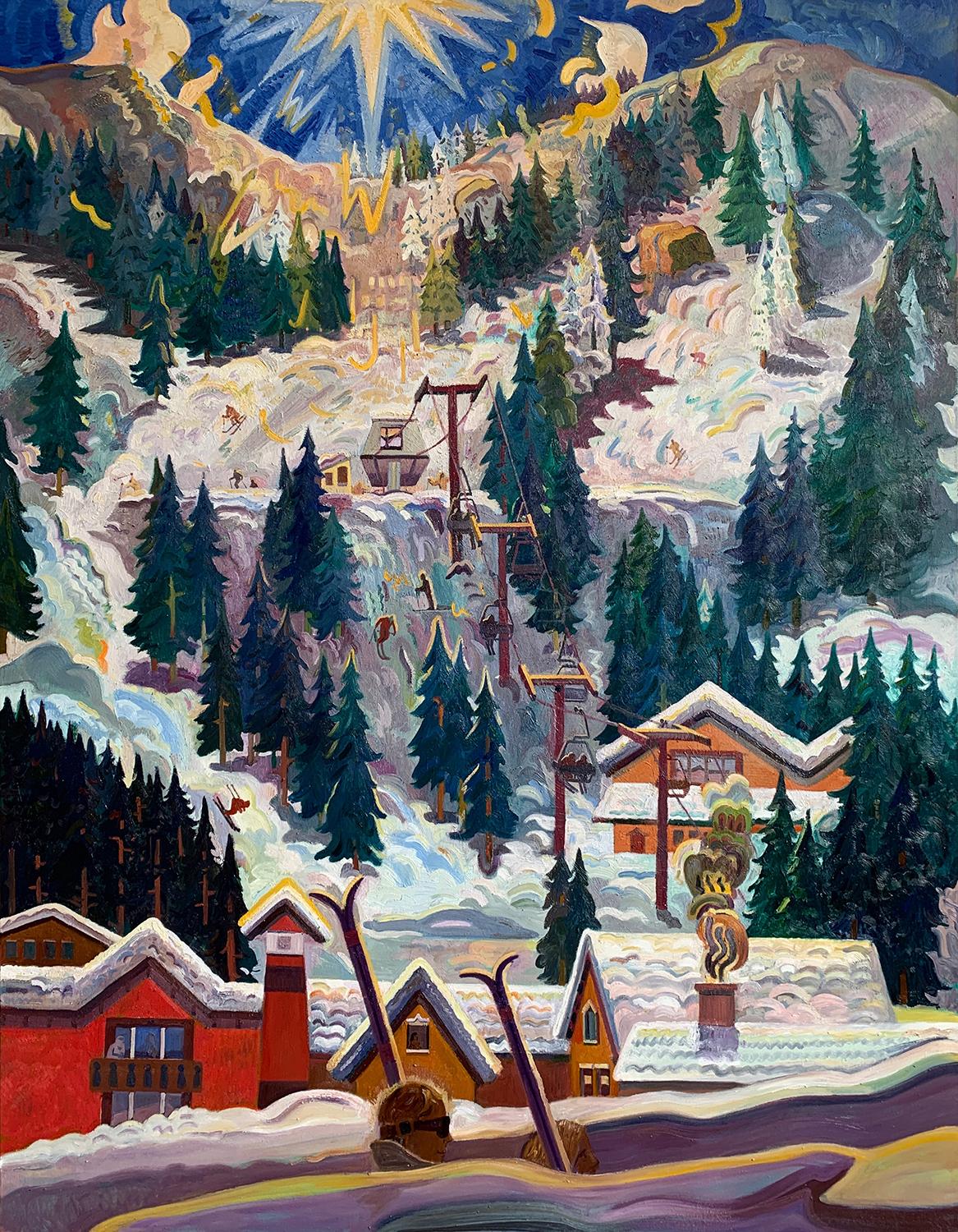 Aaron Zulpo Landscape Painting - The First Day of Skiing