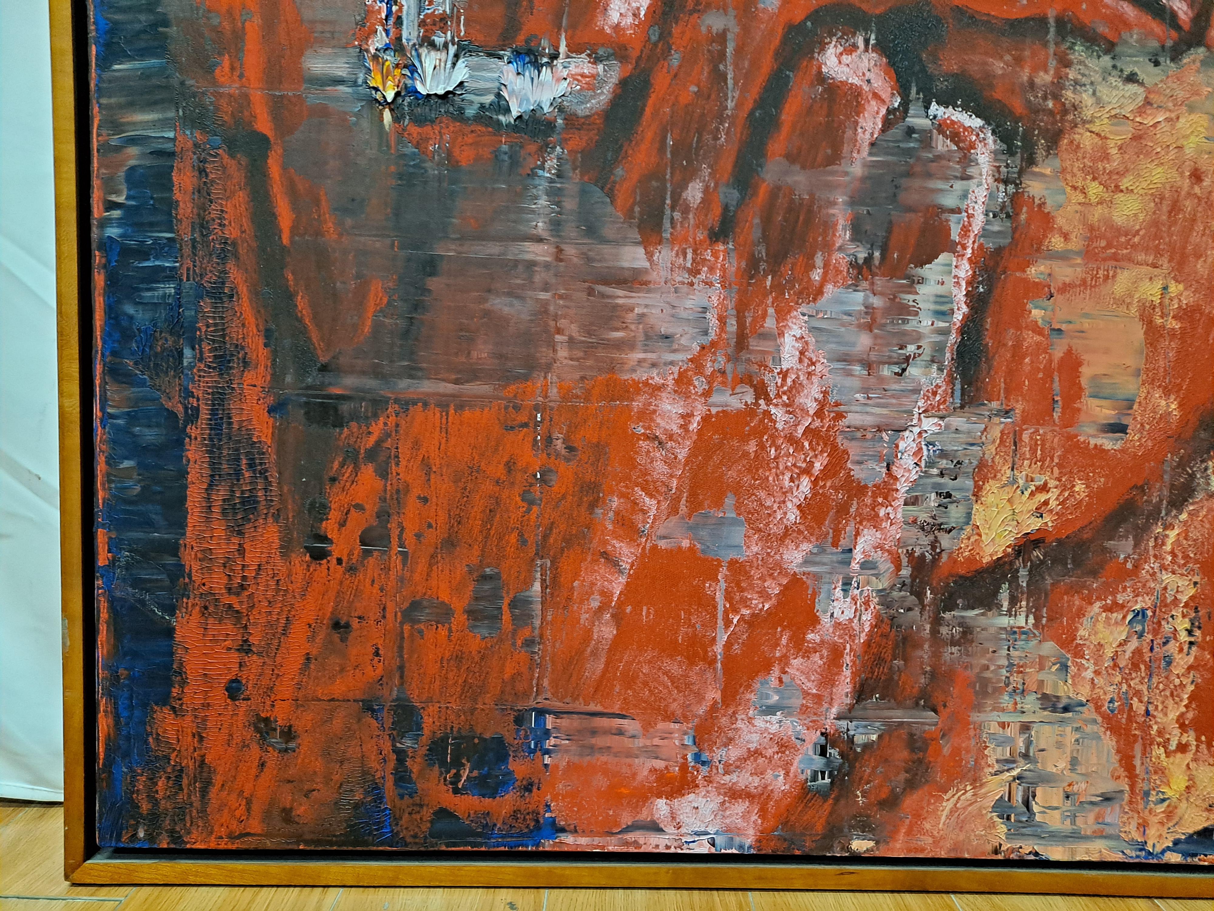 Aaron Fink (American 1955-Active) „Red Smoker“ Ölgemälde auf Leinwand  im Angebot 1