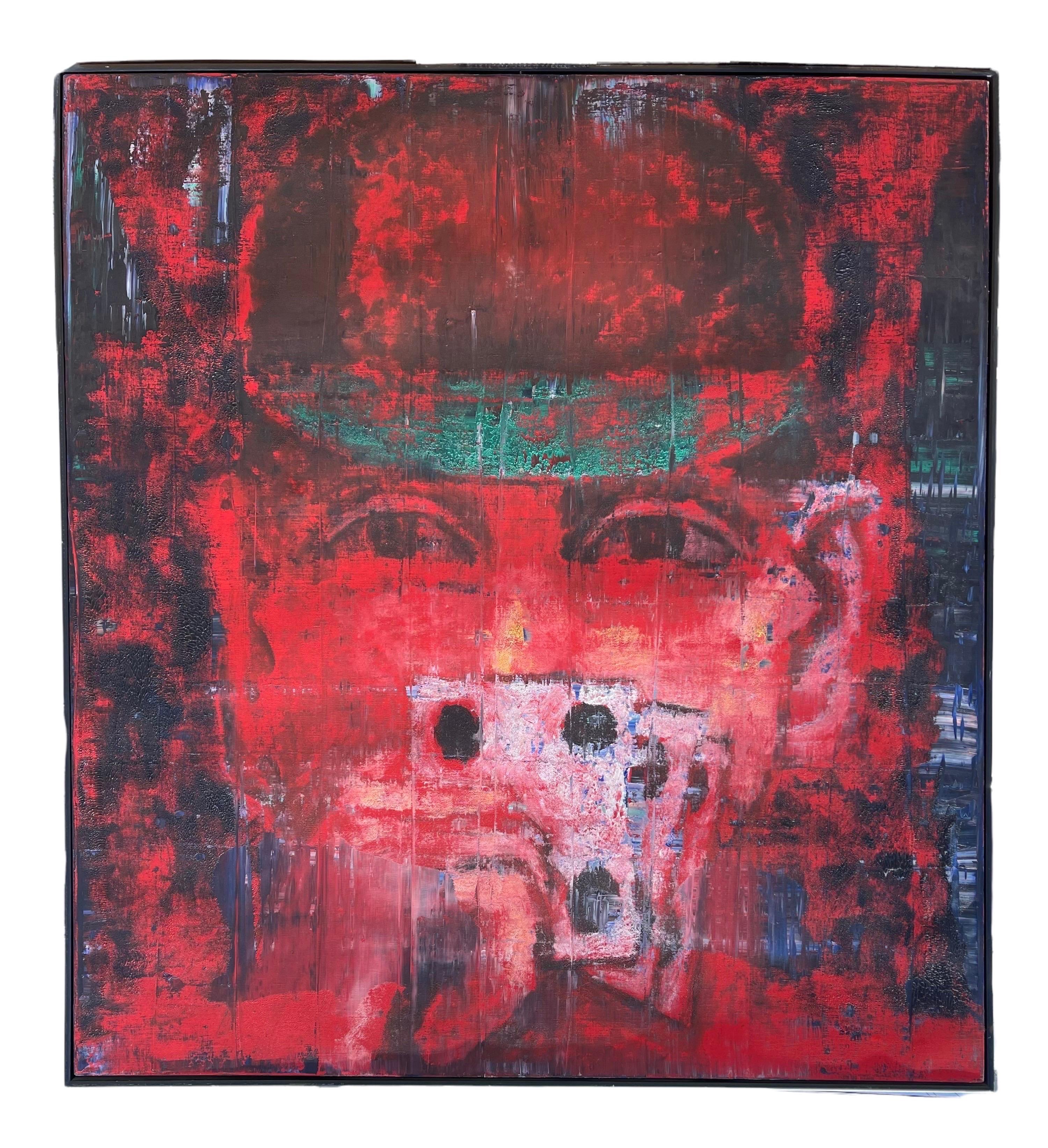 Grande dipinto a olio modernista Giocatore di carte da poker Aaron Fink Pop Art Americana in vendita 9