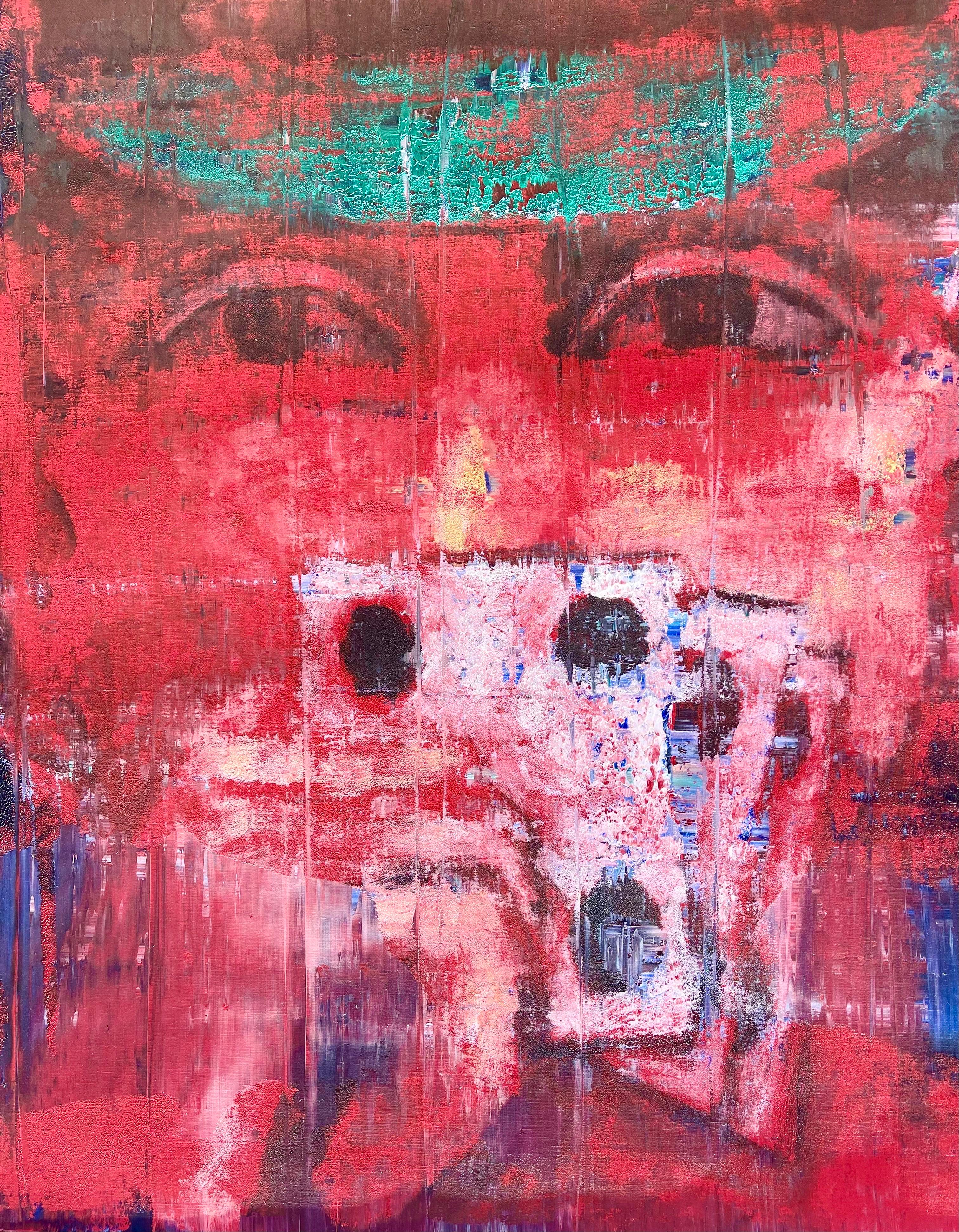 Grande dipinto a olio modernista Giocatore di carte da poker Aaron Fink Pop Art Americana in vendita 12