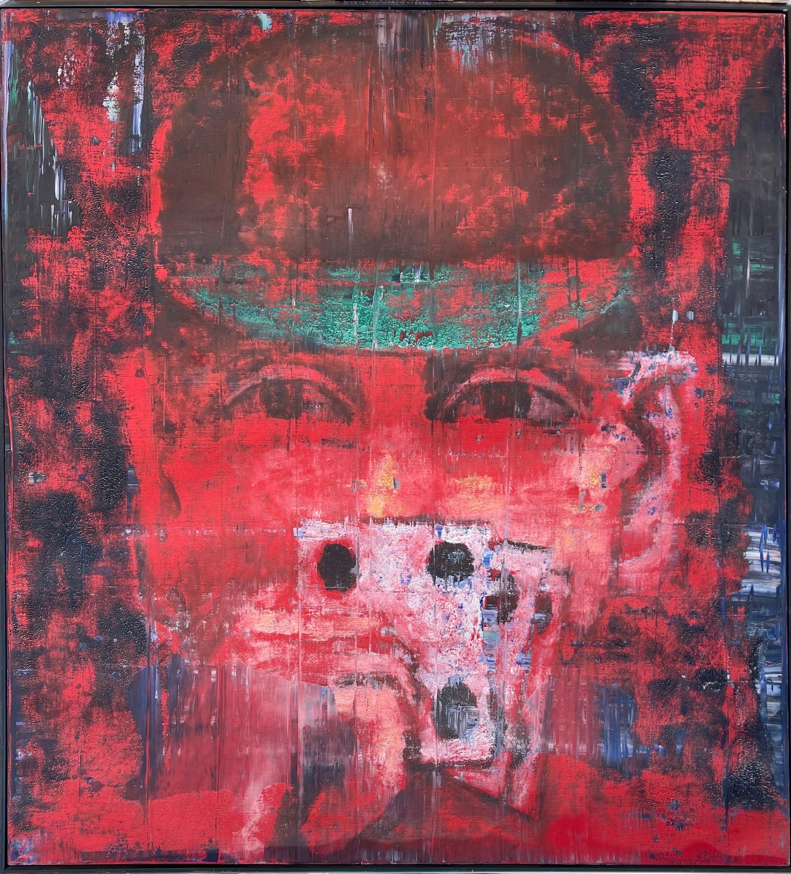 Grande dipinto a olio modernista Giocatore di carte da poker Aaron Fink Pop Art Americana in vendita 13