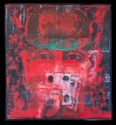 Grande dipinto a olio modernista Giocatore di carte da poker Aaron Fink Pop Art Americana