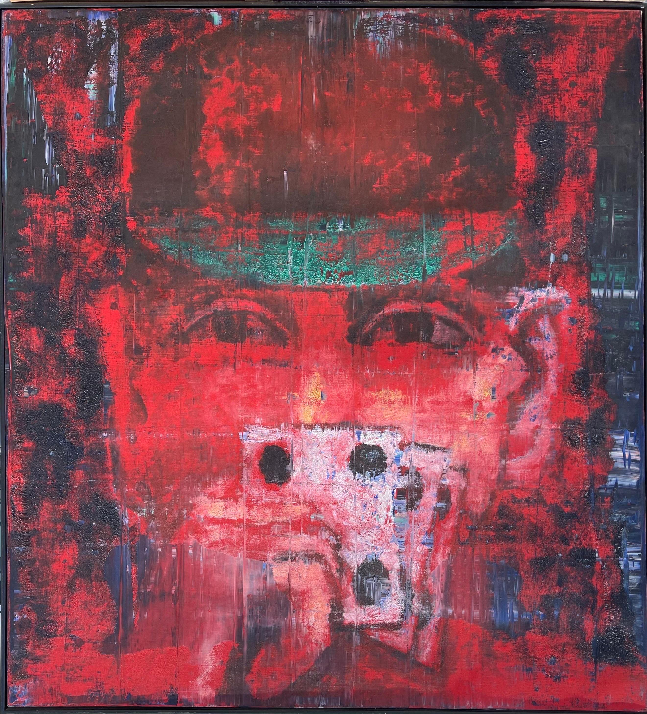 Grande dipinto a olio modernista Giocatore di carte da poker Aaron Fink Pop Art Americana in vendita 2