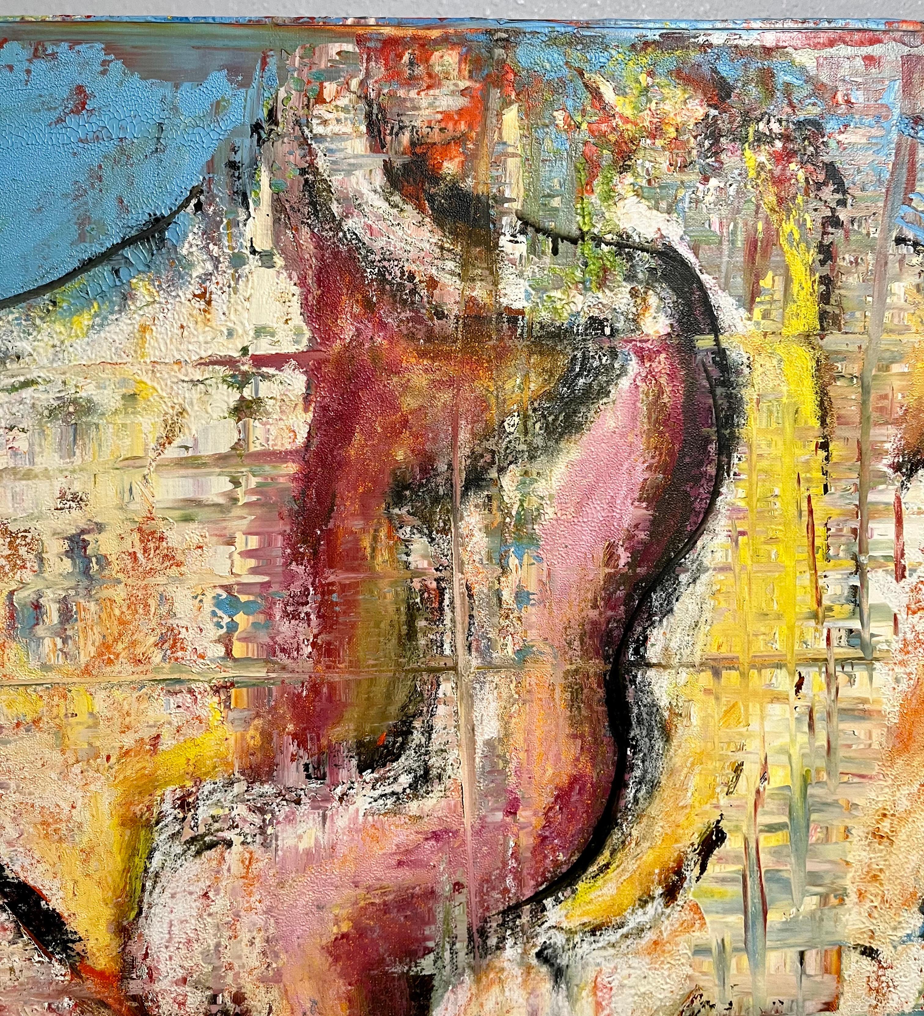 Grande bouquet di rose modernista olio su tela Aaron Fink in vendita 3