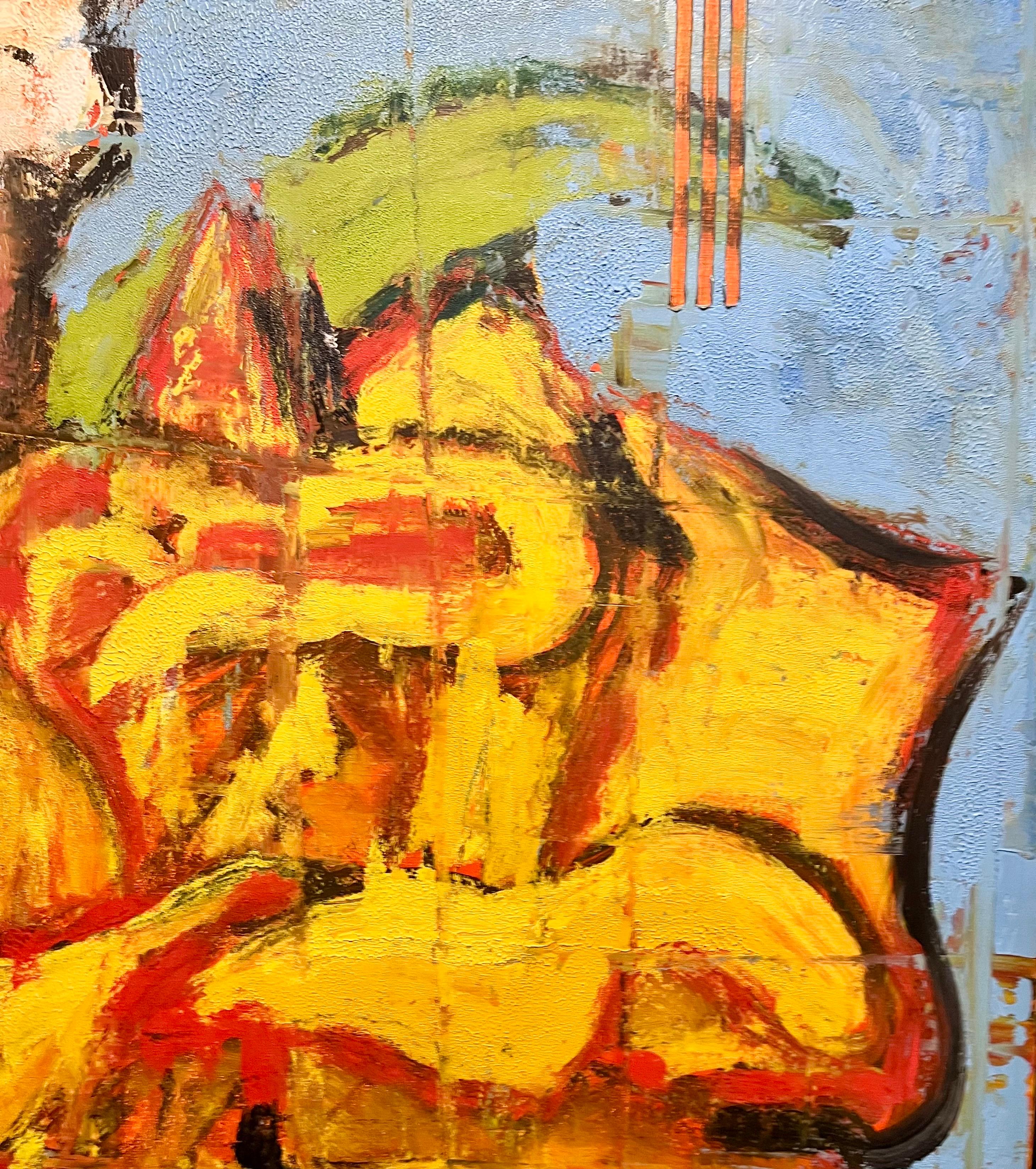 Grande bouquet di rose modernista olio su tela Aaron Fink in vendita 7