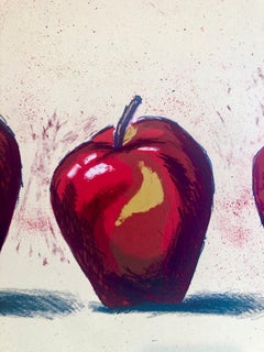 Original Boston Modernist Lithograph Aaron Fink Apples Pop Art Print Americana