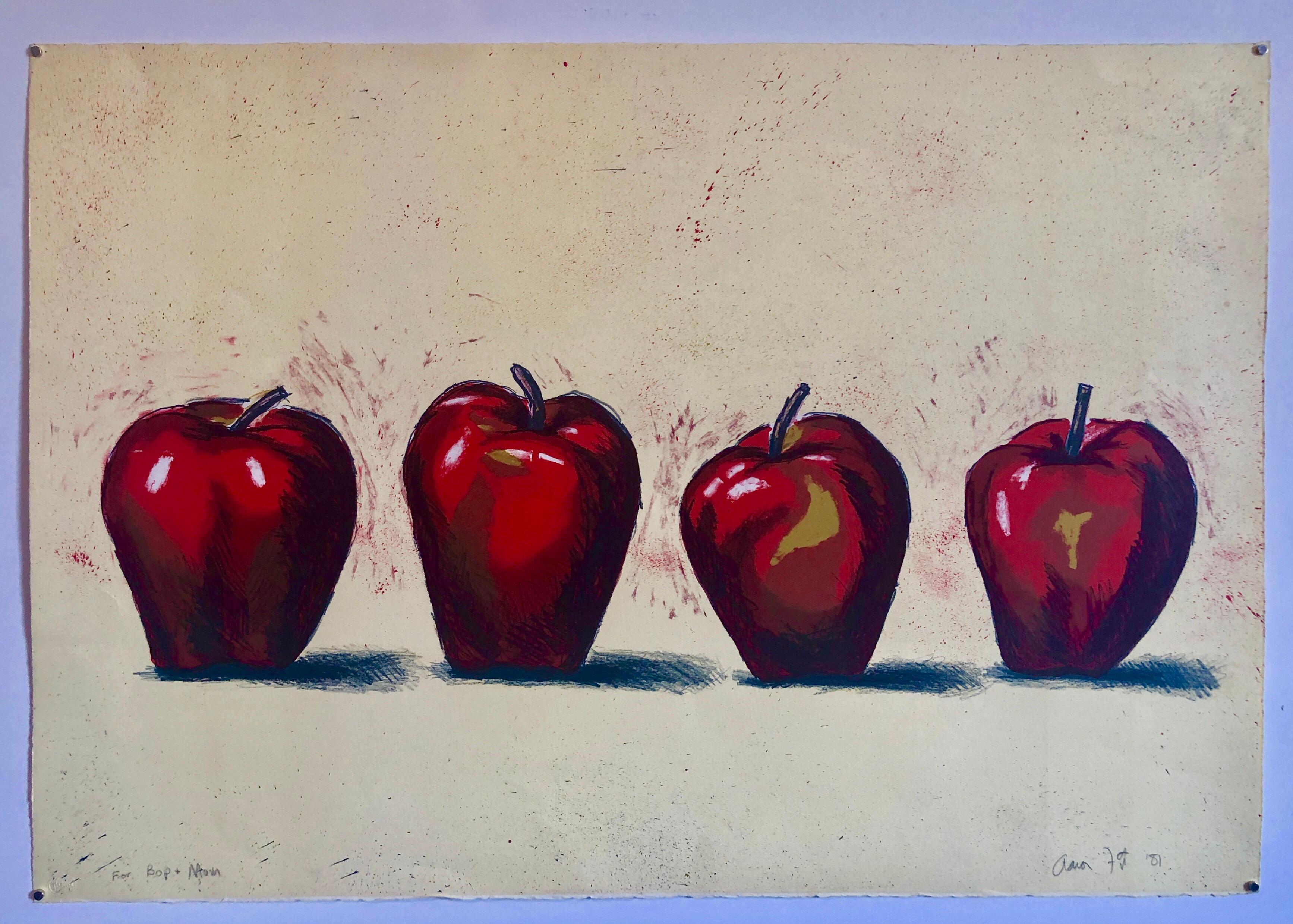 Original Boston Modernist Lithograph Aaron Fink Apples Pop Art Print Americana  For Sale 5