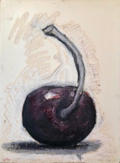 Original Modernist Oil Stick Pigment Painting by Aaron Fink, Cherry. Pop Art