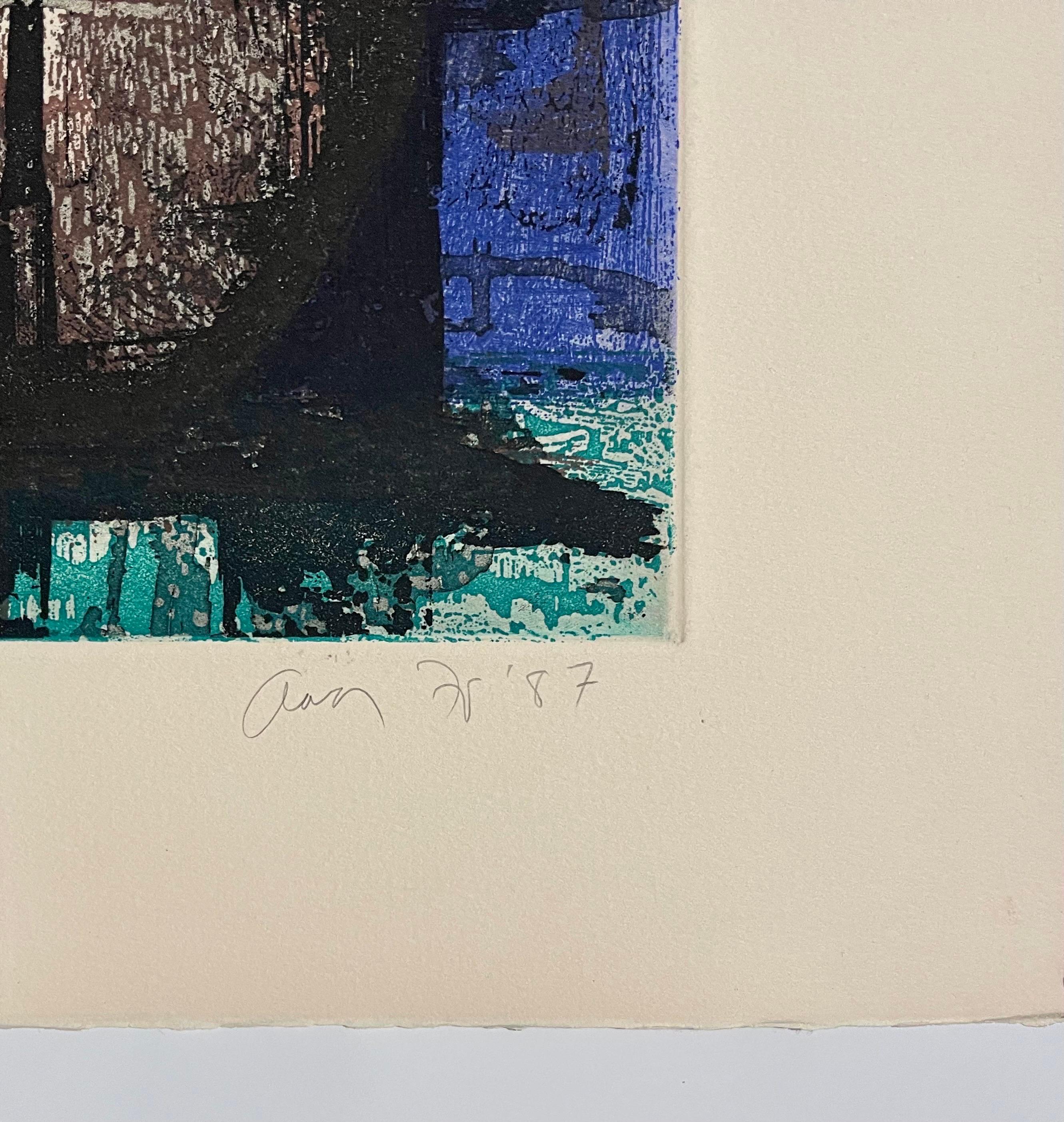 Boston Modernist Color Etching Smoking Pipe Aaron Fink Pop Art Print Americana en vente 3