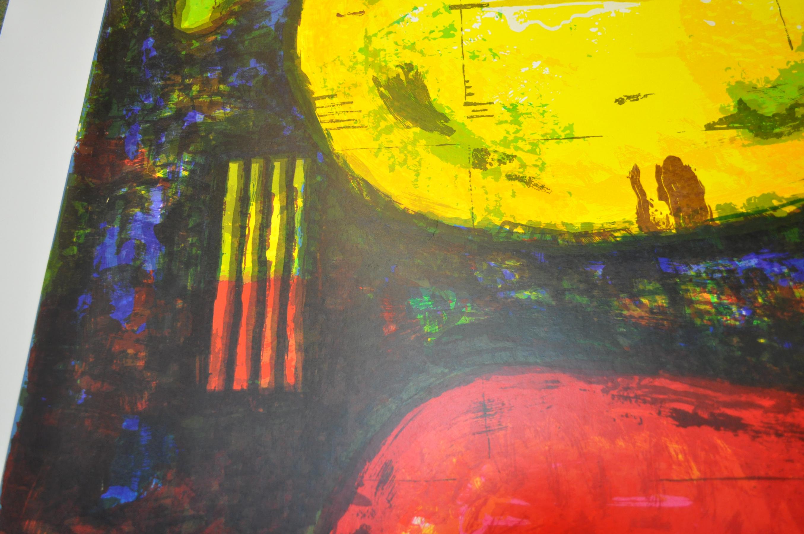 Large Silk Screen Print by Boston Expressionist Aaron Fink, 