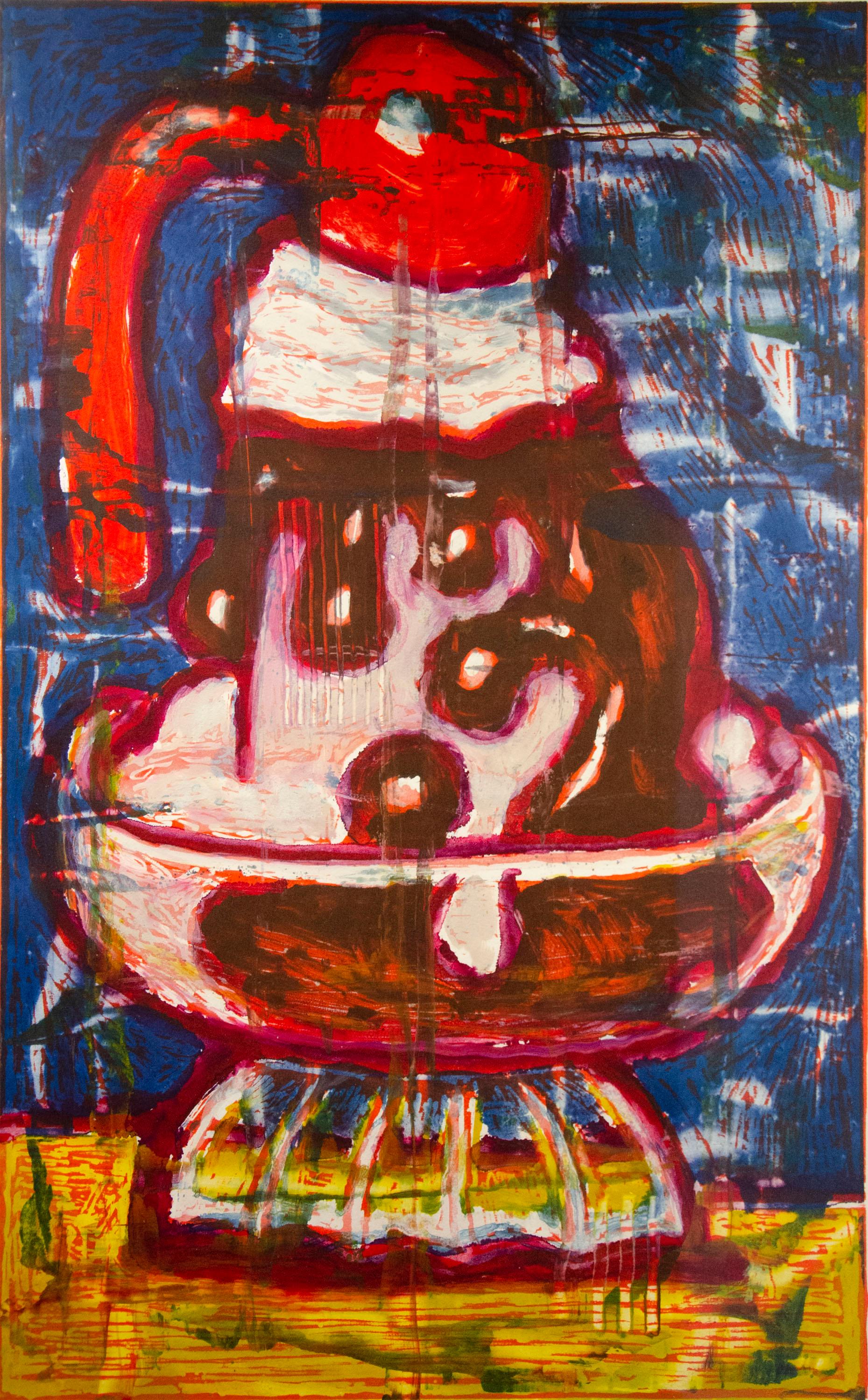 Aaron Fink Still-Life Print - Sundae (ice cream, red, blue, white)