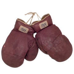 Used A.A.U. Leather Boxing Gloves, circa 1930