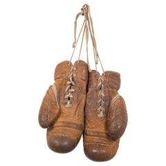 Used A.A.U. Leather Boxing Gloves, circa 1940-1950