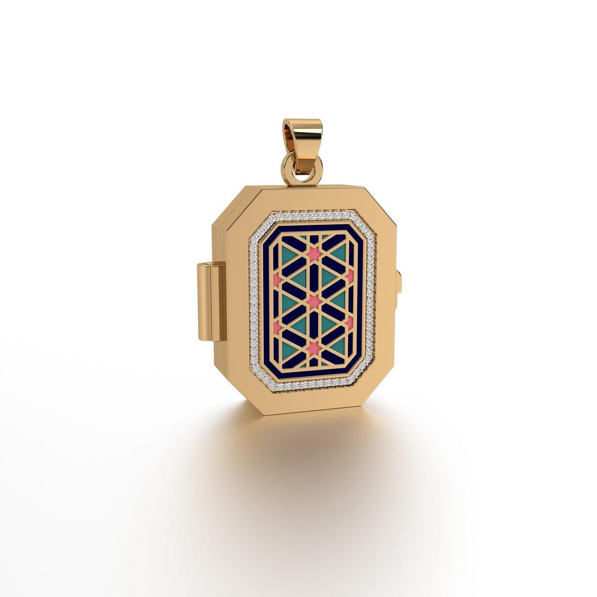 Aayat Emerald Cut Taawiz with Diamond Outline Without Chain