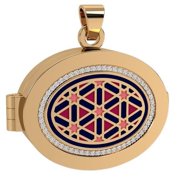 Aayat Horizontal Oval Taawiz with Diamond Outline without Chain