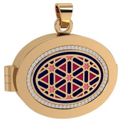 Aayat Horizontal Oval Taawiz avec contour en diamant sans chaîne