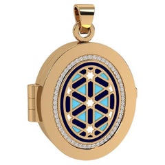 Aayat Taawiz ovale avec contour en diamant sans chaîne