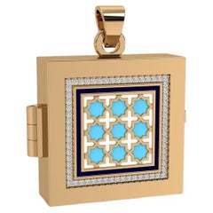 Aayat Square Taawiz avec contour en diamants sans chaîne