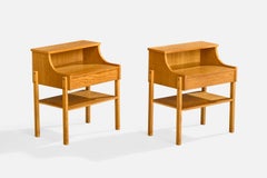 AB Carlström & Co, Nachttische, Eiche, Schweden, 1950er Jahre