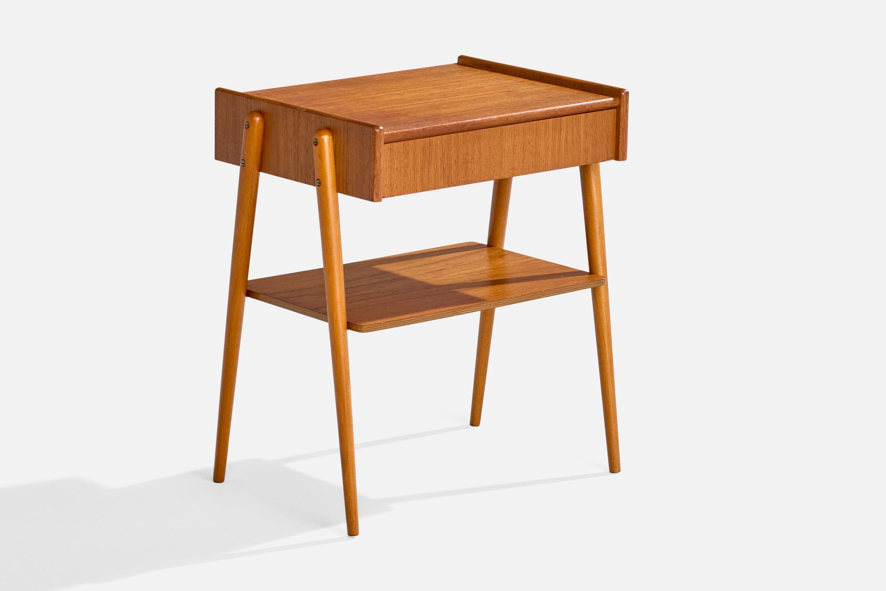 Swedish AB Carlström & Co, Nightstands, Teak, Birch, Sweden, 1950s For Sale