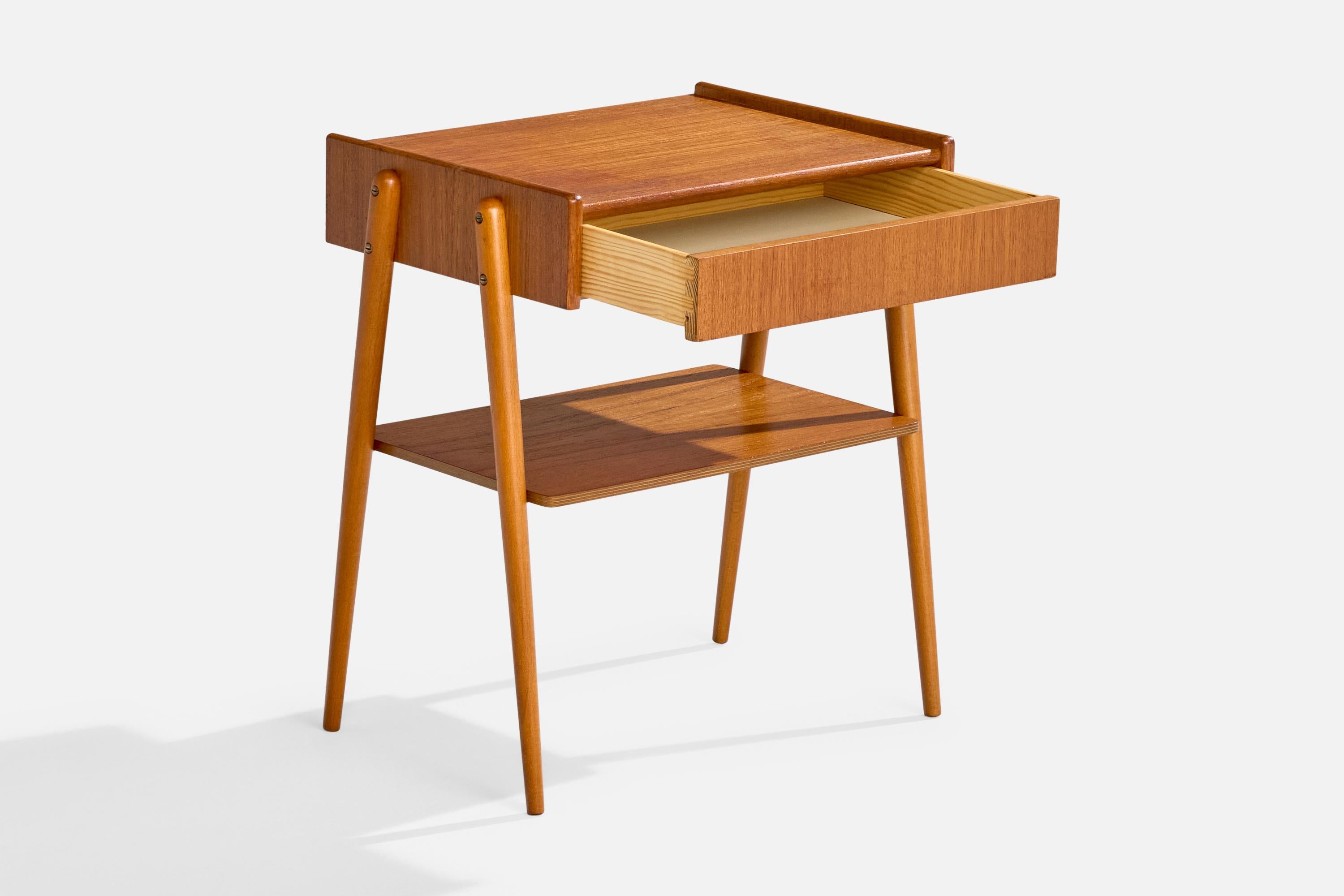 AB Carlström & Co, Nightstands, Teak, Birch, Sweden, 1950s In Good Condition For Sale In High Point, NC