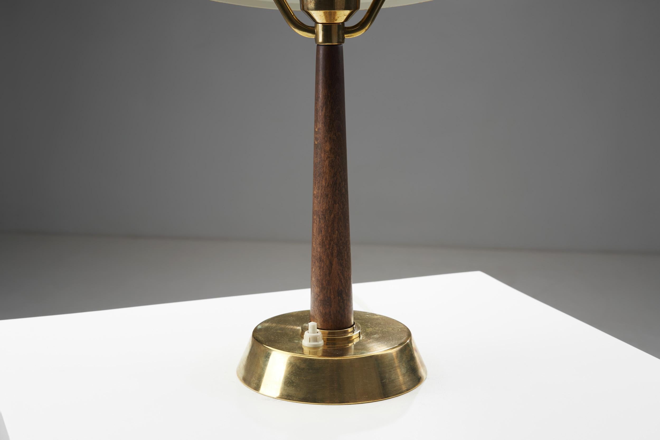 AB E. Hansson & Co. Brass Table Lamp with Adjustable Shade, Sweden 1950s For Sale 7