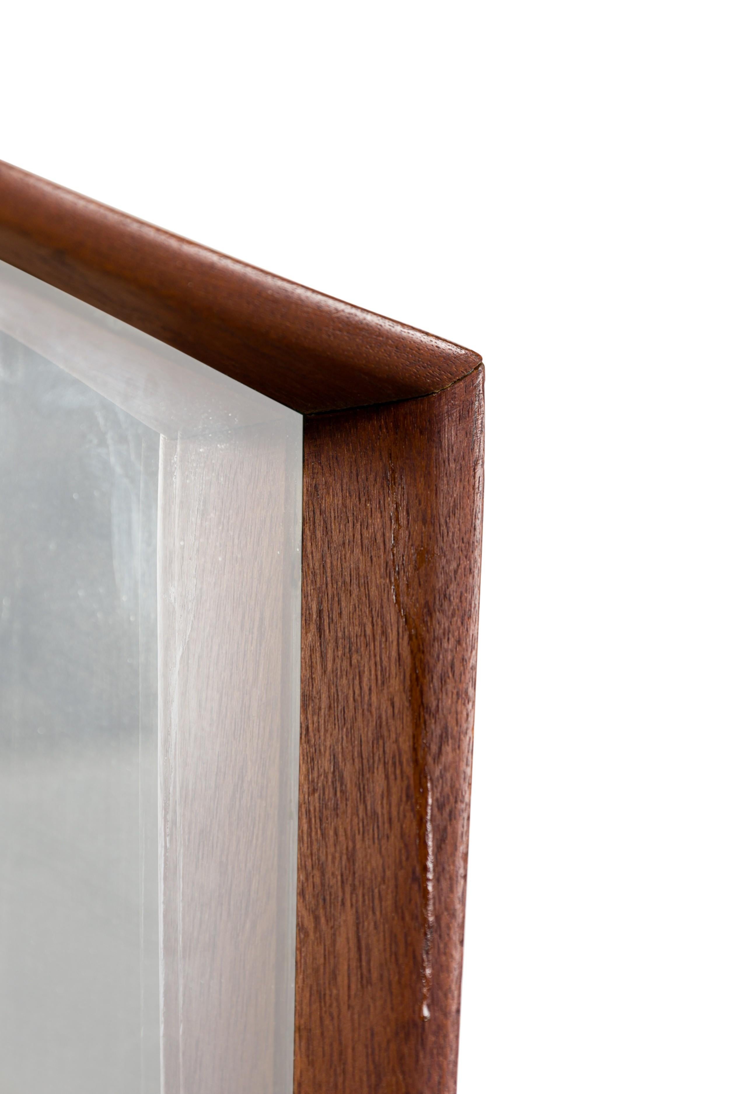 Mid-Century Modern AB Glas & Trä Miroir d'entrée suédois du milieu du siècle, grand cadre en teck en vente