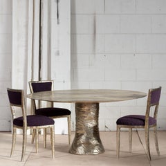 A&B Living Flo Round Gold Leaf Dining Table