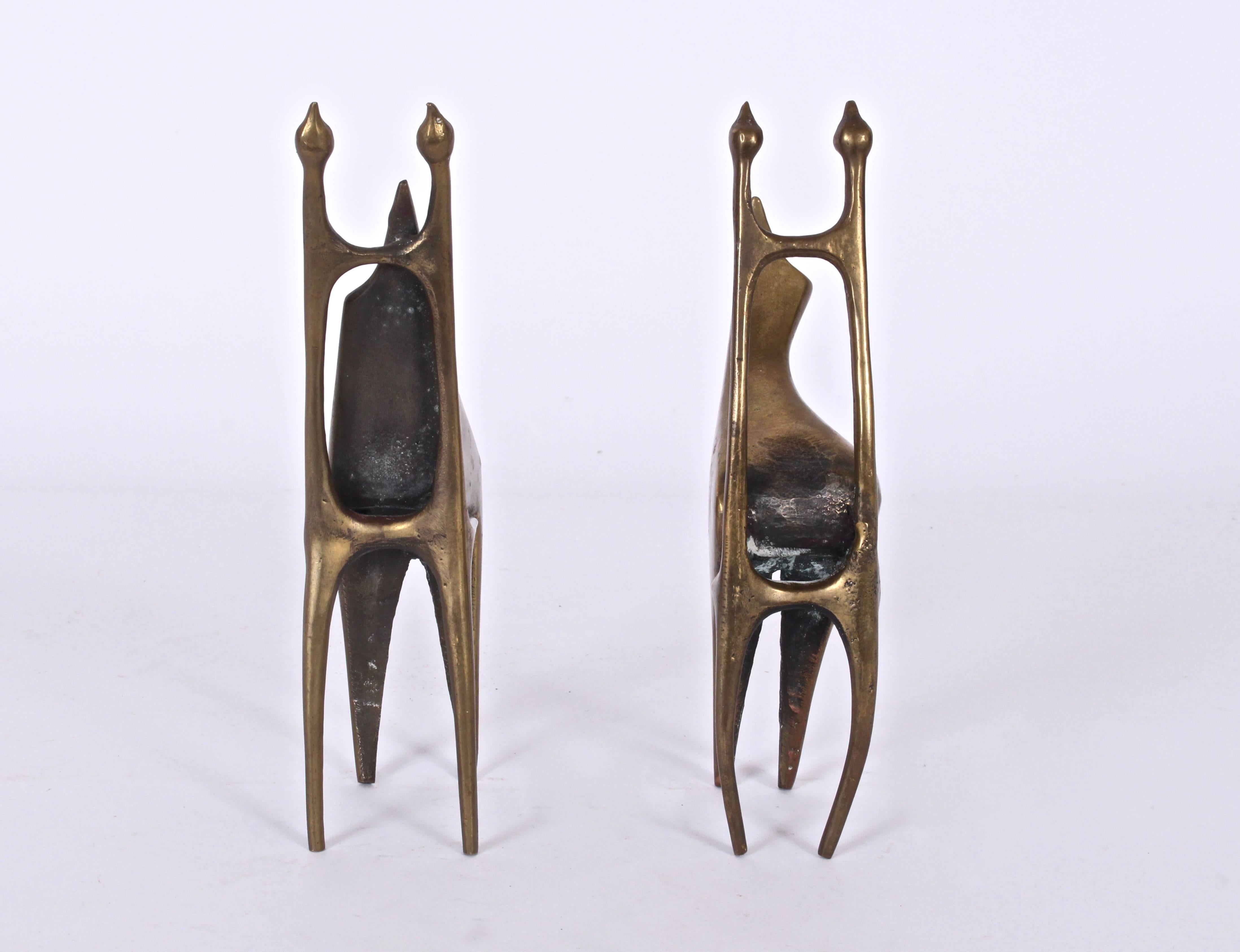 Modern AB Pair of Abstract Figurative Bronze Sculptures, 1977 For Sale