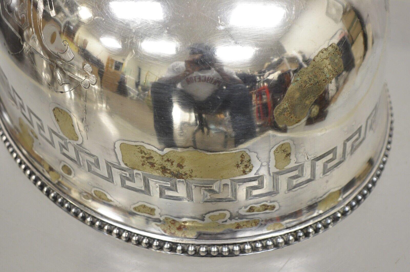 A.B. Savory & Sons Sheffield England Regency Greek Key Silver Plated Dome Cover 3