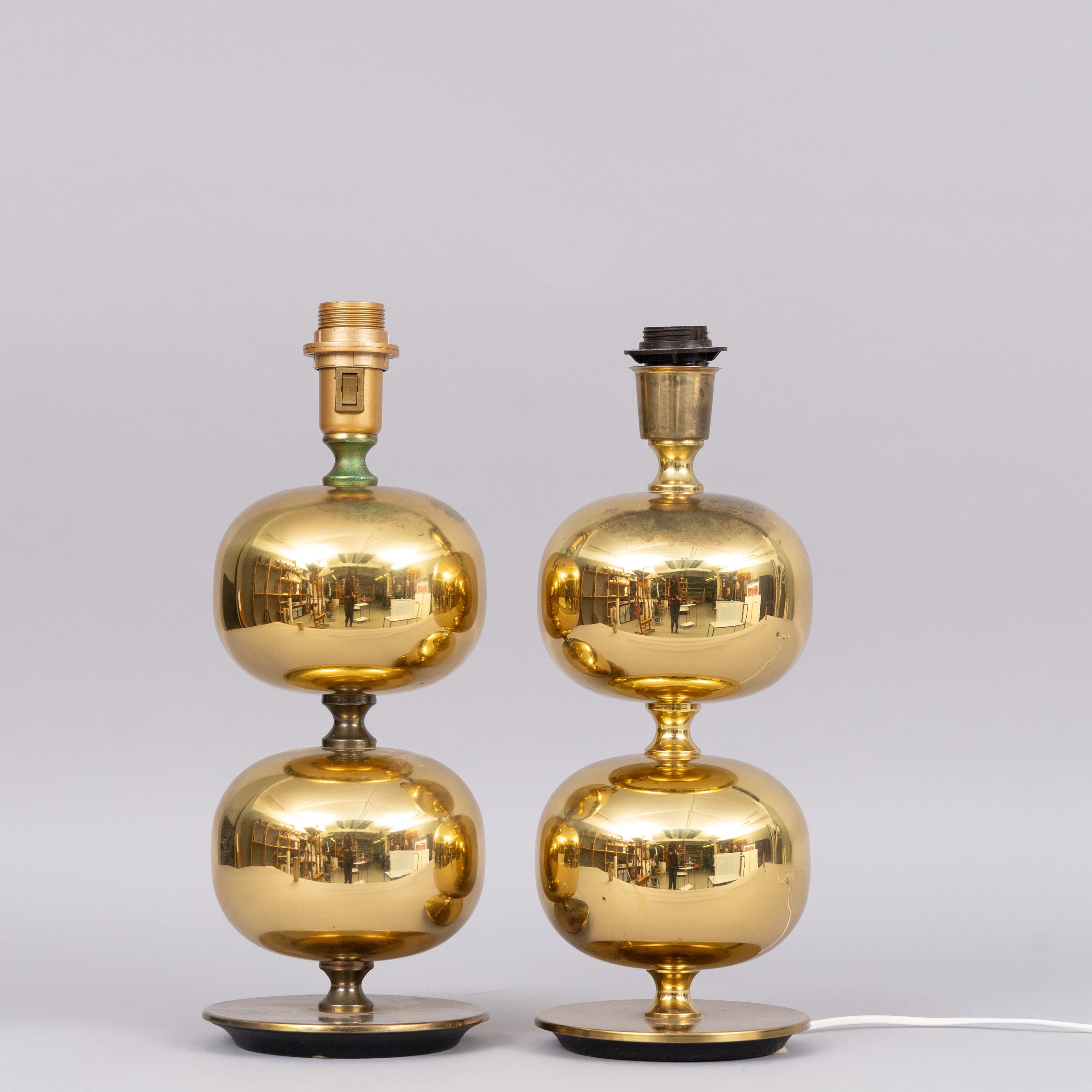 20th Century Ab Stilarmartur Brass table lamps a pair Sweden 1960 For Sale