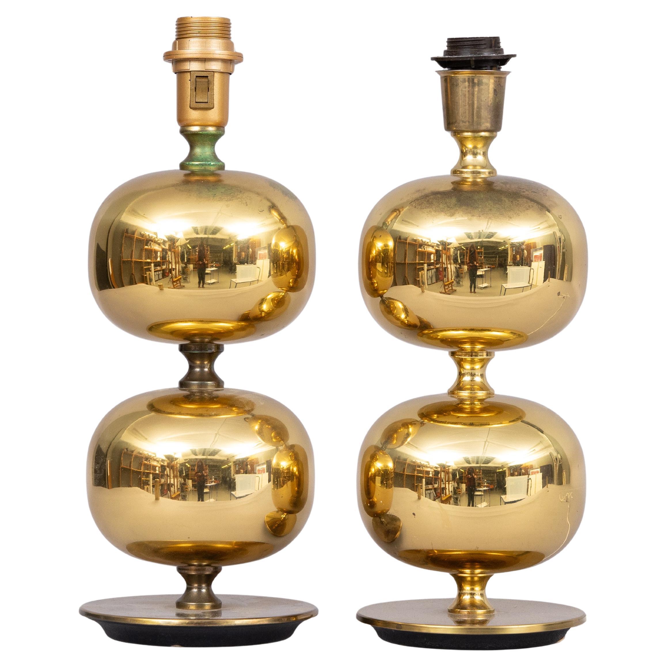 Ab Stilarmartur Brass table lamps a pair Sweden 1960 For Sale