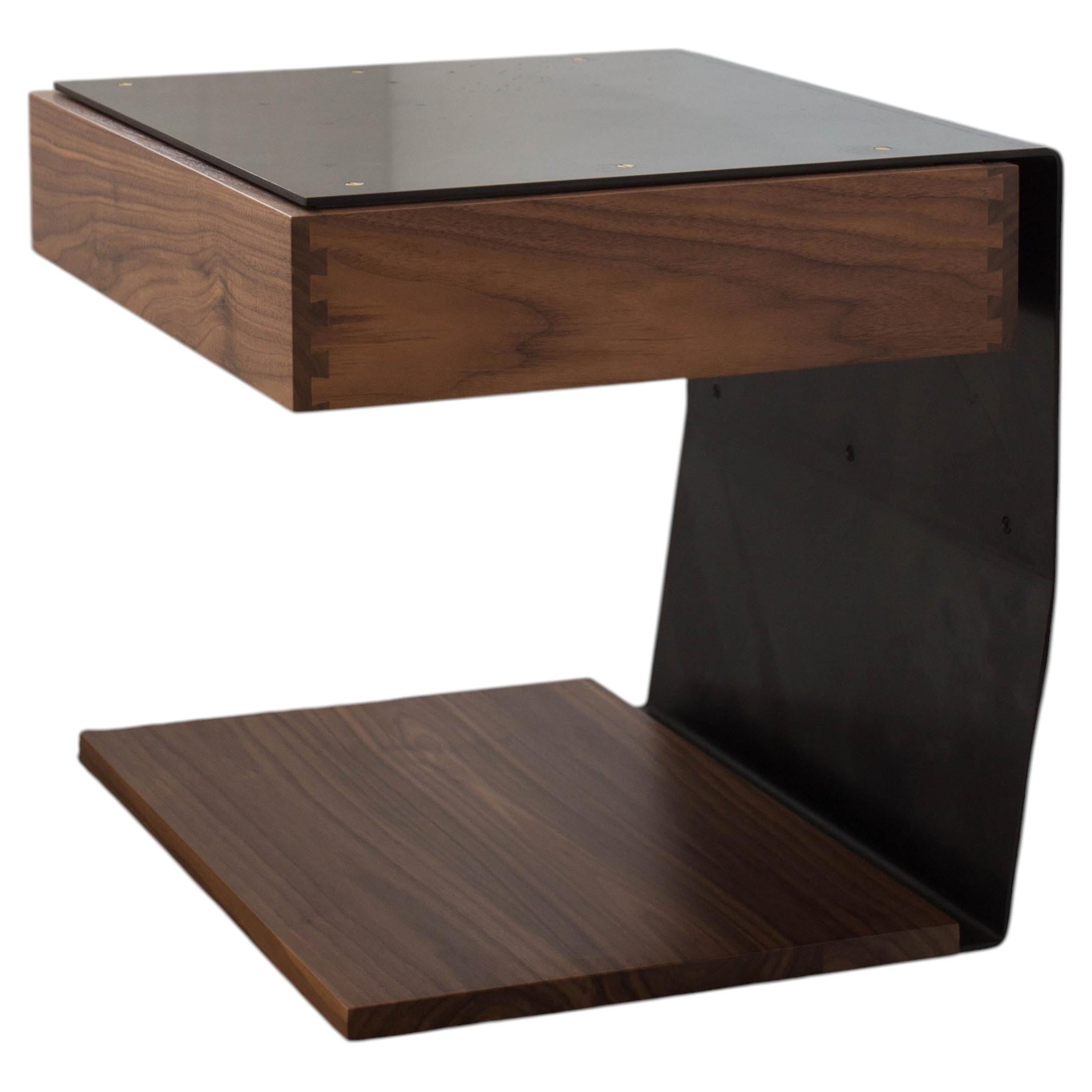 AB5 Floating Nightstand in Solid Walnut & Blackened Steel by Atlas Industries