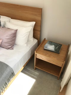 AB6 Nightstand in Solid White Oak with Bronze Accents by Atlas Industries