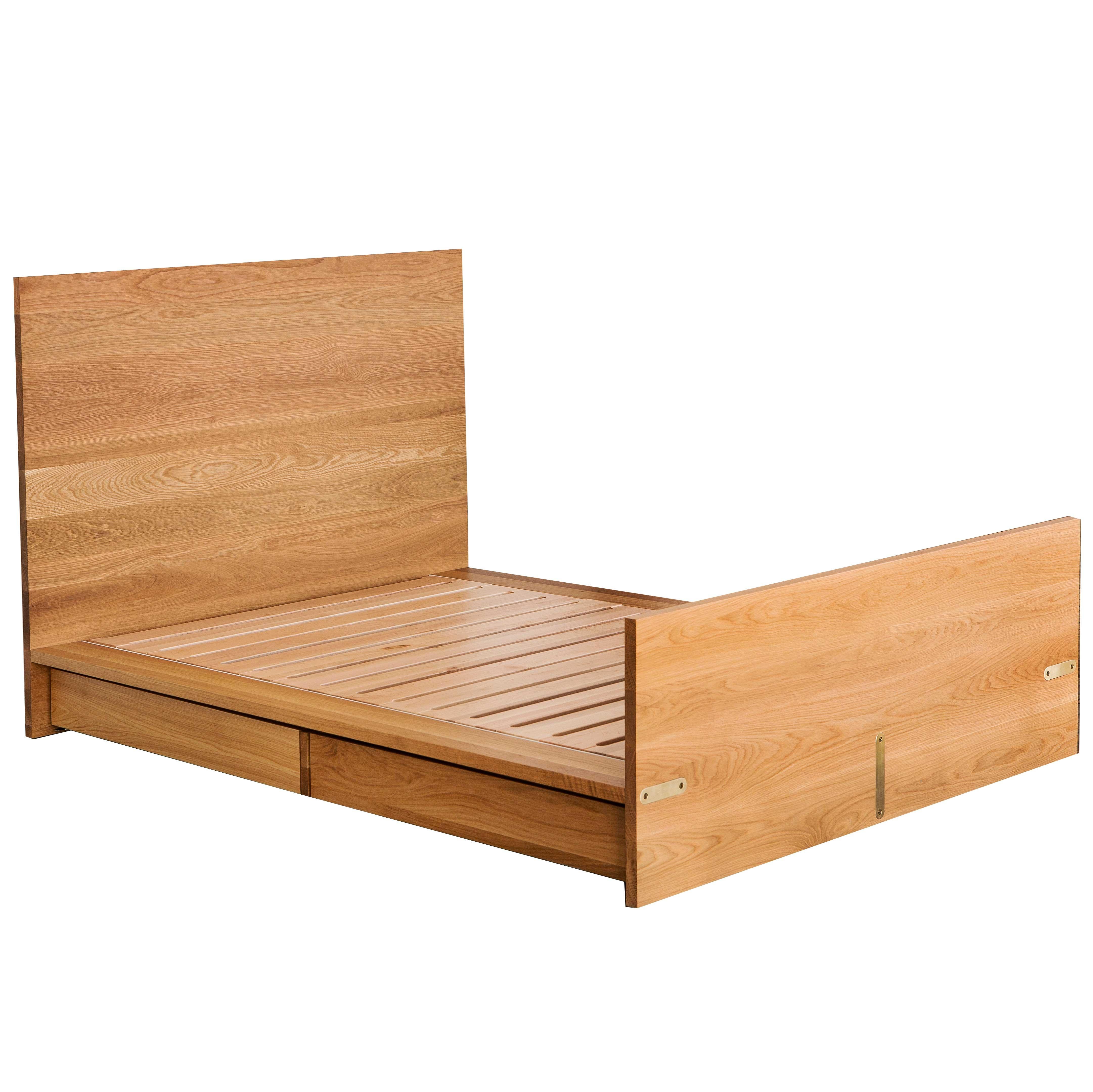 Contemporary White Oak Platform Bed, Platform Bed Frame With Drawers