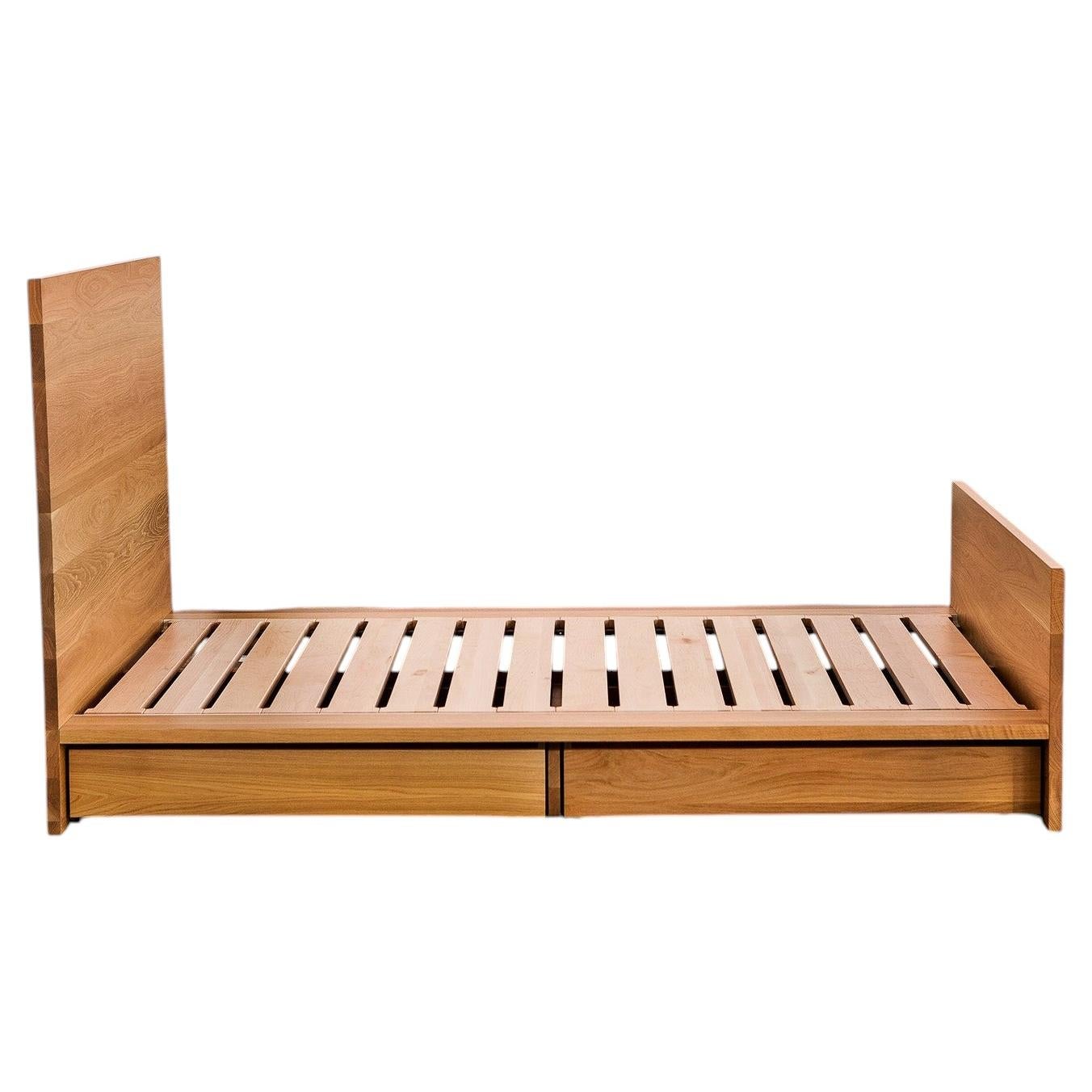 AB6 Queen Size Platform Bed in Solid White Oak by Atlas Industries For Sale