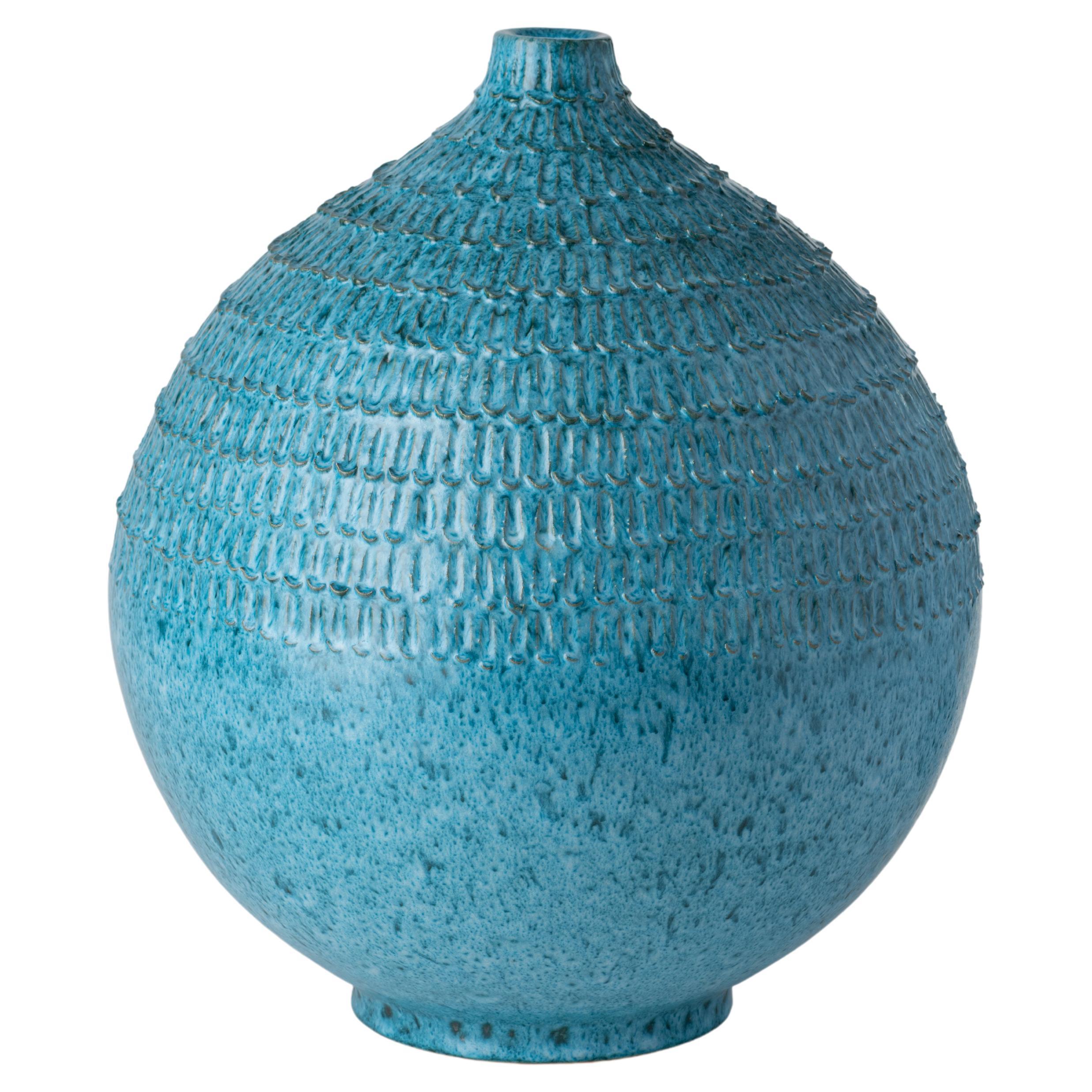 ABA-10 Nuoveforme Turquoise Vase with Notches For Sale