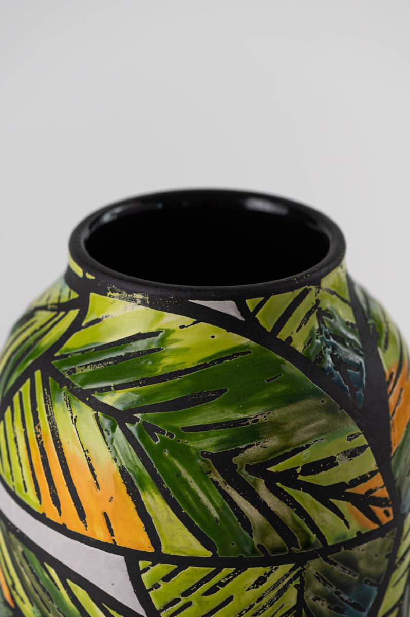 Moderne ABA-7 Vase Nuoveforme à feuilles tropicales en vente