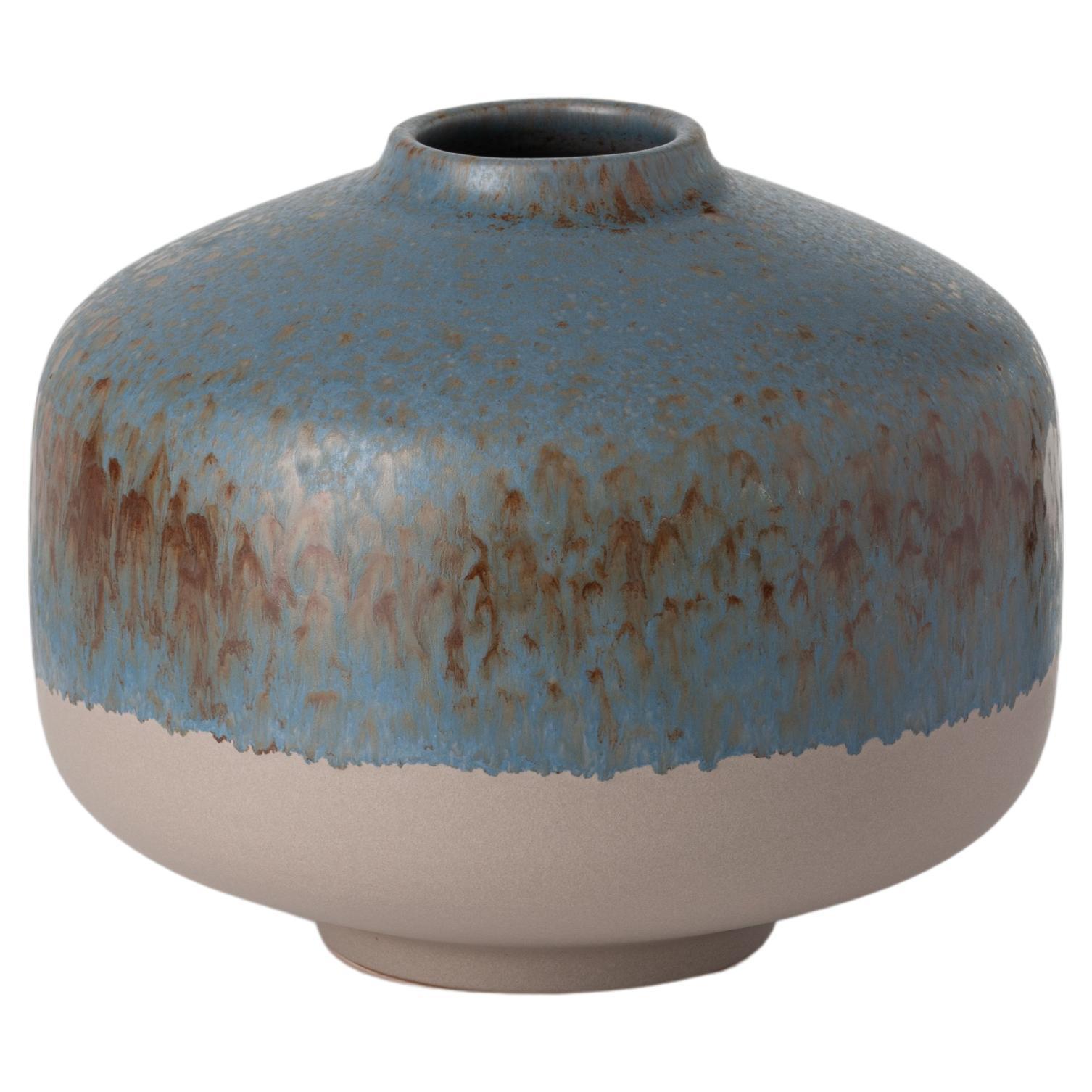 ABA-9 Nuoveforme Light Blue Vase with Reacting Enamels For Sale