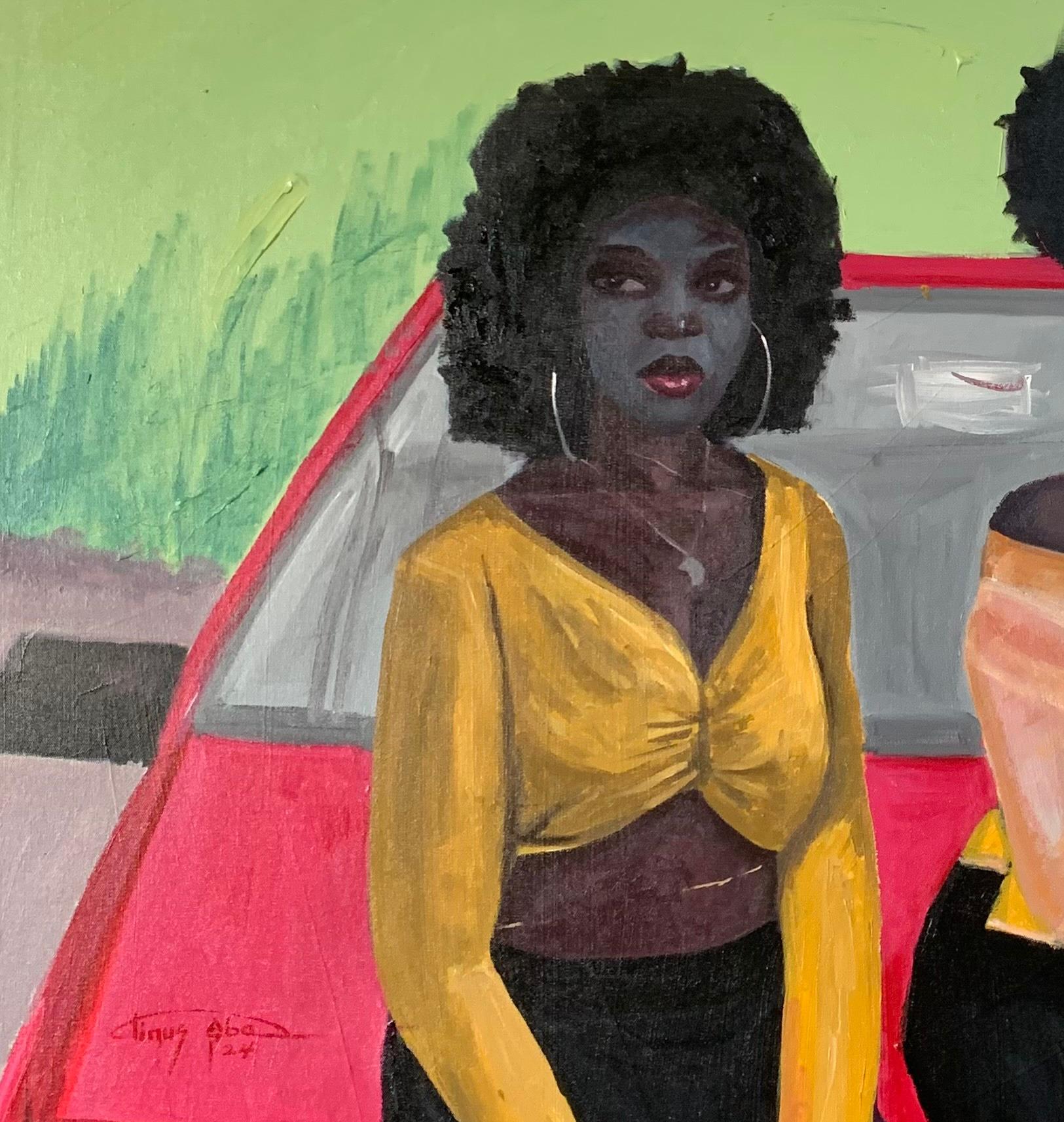100 miglia di distanza - 21° secolo. Contemporaneo, Figurativo, Moderno, Donne, Auto d'amore - Painting di Aba Linus